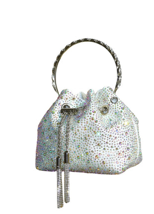Handle Rhinestones Evening clutch Bag Purses and handbag luxury Designer shoulder bag Shiny Crystal Clutch purse bucket bag PlatiNum
