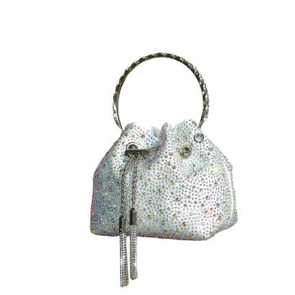 Handle Rhinestones Evening clutch Bag Purses and handbag luxury Designer shoulder bag Shiny Crystal Clutch purse bucket bag PlatiNum