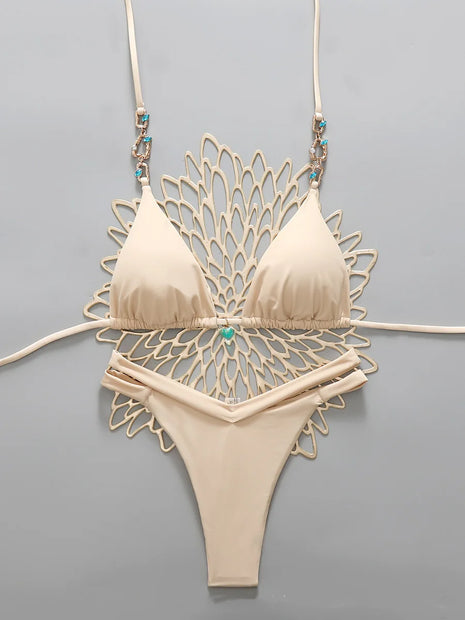 Micro Bikini 2026 Donna Costumi da Bagno Push-Up Sexy Set Bikini Brasiliano Halter Biquini Tinta Unita Abbigliamento Mare Estivo