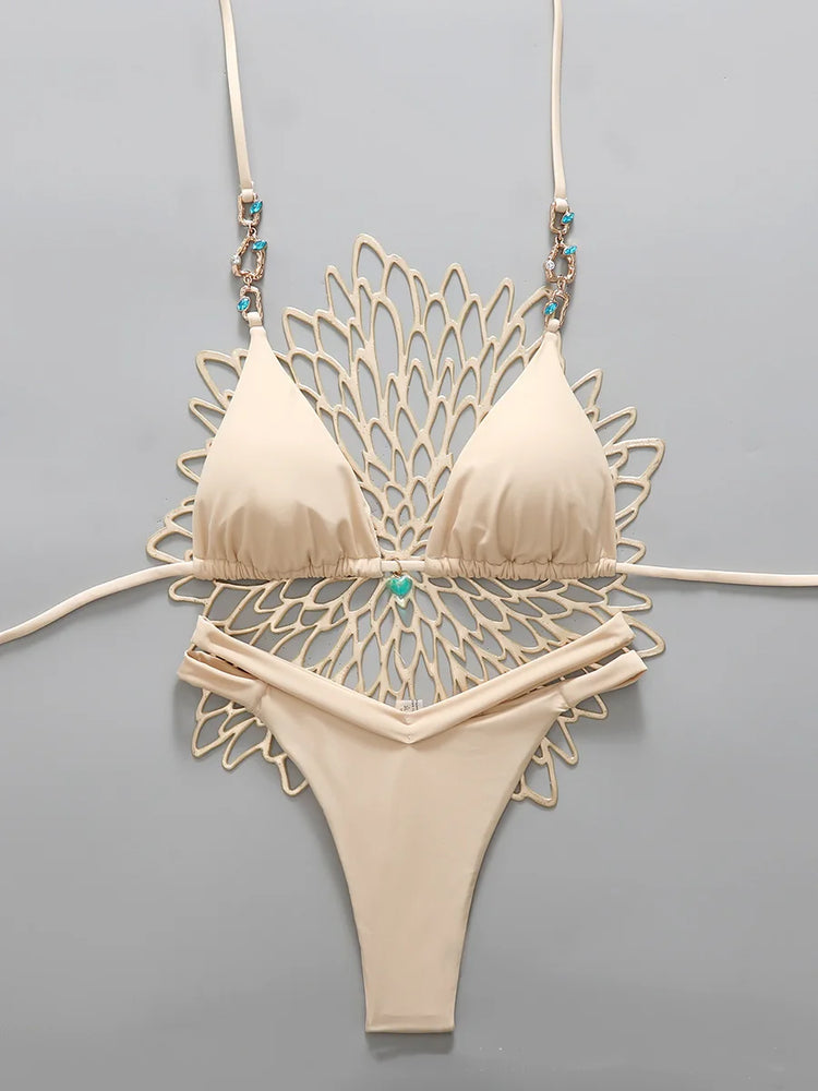 Micro Bikini 2026 Donna Costumi da Bagno Push-Up Sexy Set Bikini Brasiliano Halter Biquini Tinta Unita Abbigliamento Mare Estivo
