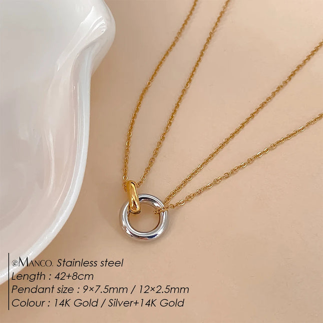 eManco Stainless Steel two-color pendant Necklaces For Women Chokers Trend Fashion Festival Party Gift Jewelry PlatiNum