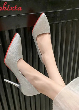 Aphixta Oro Argento Nero Décolleté con tacco alto a spillo da 3,54 pollici Décolleté da donna per tutte le stagioni Scarpe da festa con punta a punta di grandi dimensioni 49 50 platinumshop