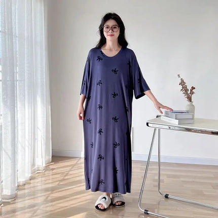 150 kg Plus Size Estate Pigro Manica corta T-shirt lunga Abito Coreano Oversize Camicia da notte allentata Maternità Indumenti da notte Vestiti per la casa