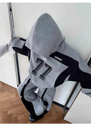 LUZHEN Street Wear Sports Two-piece Sets Men's Fashion Autumn 2025 New Color Contrast Splicing Loose Casual Pants Hoodies JY3686 PlatiNum