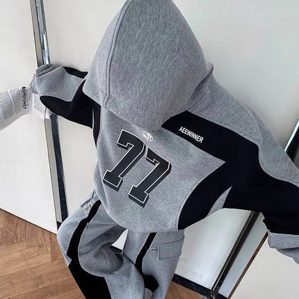 LUZHEN Street Wear Sports Two-piece Sets Men's Fashion Autumn 2025 New Color Contrast Splicing Loose Casual Pants Hoodies JY3686 PlatiNum