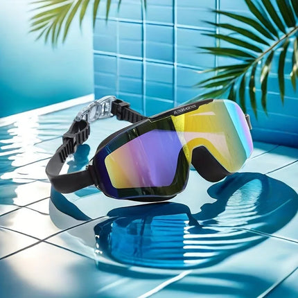 Nuovi occhialini da nuoto HD elettrolitici Occhiali da acqua con montatura grande per adulti Cinturino in silicone PC Buceo Accessori per la pesca subacquea