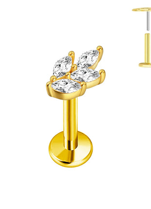 ASTM F136 G23 Orecchino a forma di cuore in titanio 16G 18G 20G Piercing senza filettatura Farfalla Push in Lip Stud Daith Labret Conch platinumshop