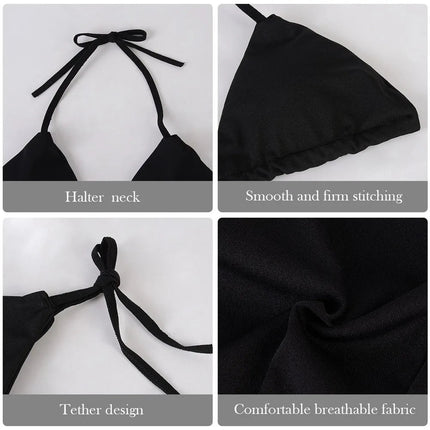 Costume da bagno stile spiaggia per donna Costume da bagno sexy con scollo all'americana Perizoma solido Bikini femminile Costume da bagno Bikini Mujer Lingerie PlatiNum
