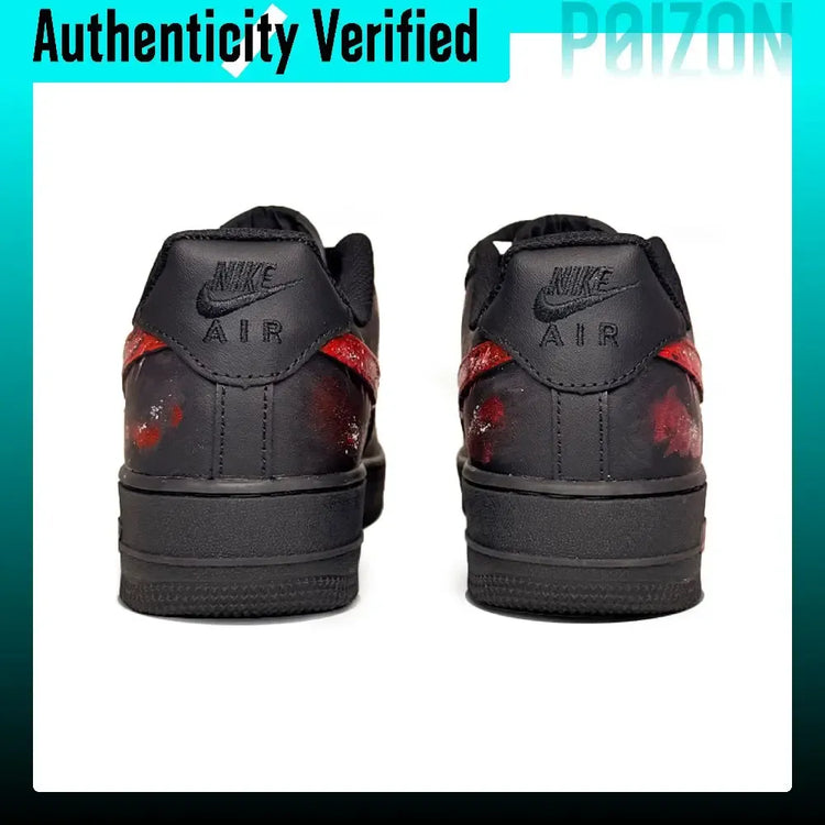 Nike Air Force 1 Leather Abrasion Resistant Low top Skateboard Shoes Unisex Black Red CW2288-001(Team1521-)