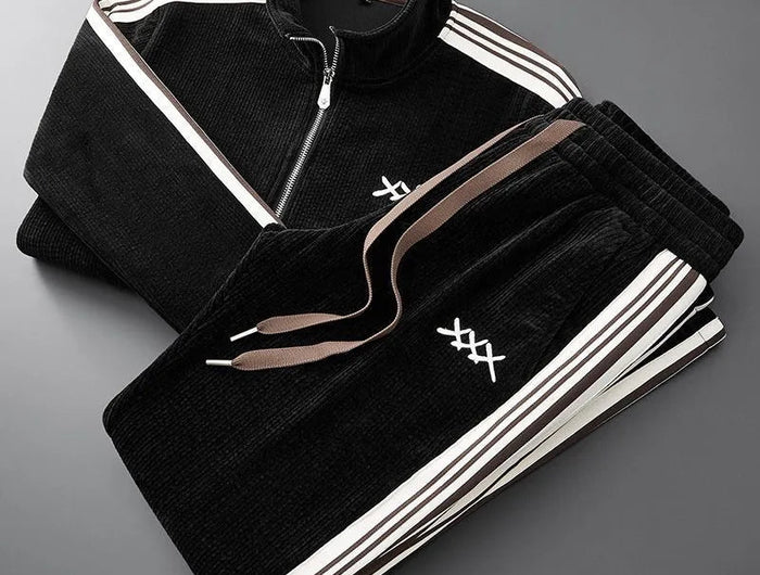 Men's clothing Winter New Fashion Slim Embroidery coats Female and Men's set Casual Warm Sports Casual Tracksuit men PlatiNum