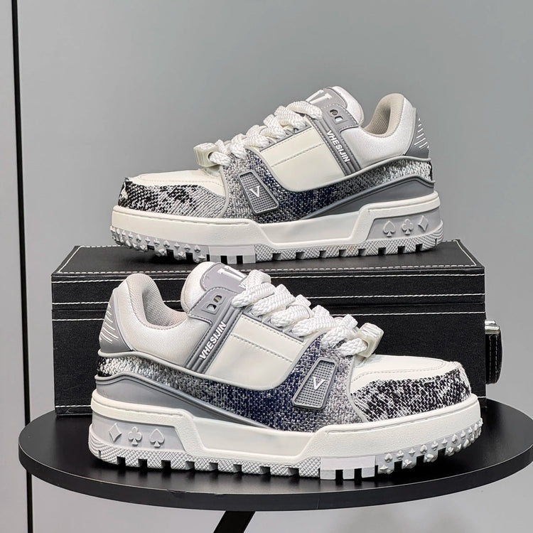 Autumn new trendy brand chubby shoes lace-up low-top casual thick-soled shoes