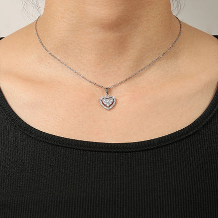 ZAKOL Simple Geometric Crystal White Zircon Pendant Necklace For Women Silver-Color Wedding Party Jewelry Gift With Box PlatiNum