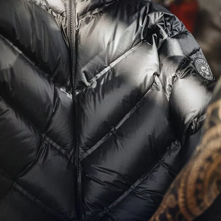 Maden Men's 90% White Duck Down Jacket Black Stand Collar Short Quilted Puffer Jacket Thermal Coat for Winter Streetwear
