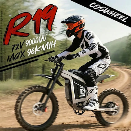 COSWHEEL R19 Bicicletta Elettrica 72V 40AH con Batteria al Litio, E-bike da Montagna per Adulti 9000W, Ciclomotore Elettrico da Uomo, E-truck da Strada