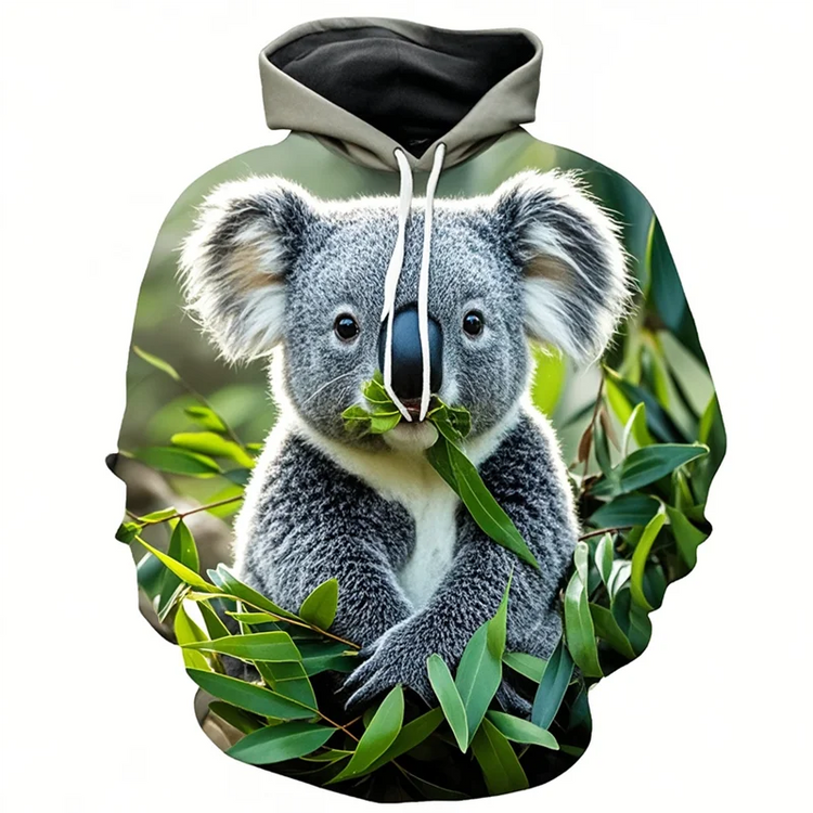 New Cute Koala 3D Print Sweatshirt For Men Women Casual Animal Graphics Pullovers Streetwear Casualfashion Long Sleeve Hoodie
