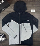 Spring and Autumn New Men's Set Western Style Outdoor Sports Casual Men's Clothing Long Sleeve Hooded Jacket Pants Suit PlatiNum