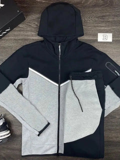 Spring and Autumn New Men's Set Western Style Outdoor Sports Casual Men's Clothing Long Sleeve Hooded Jacket Pants Suit