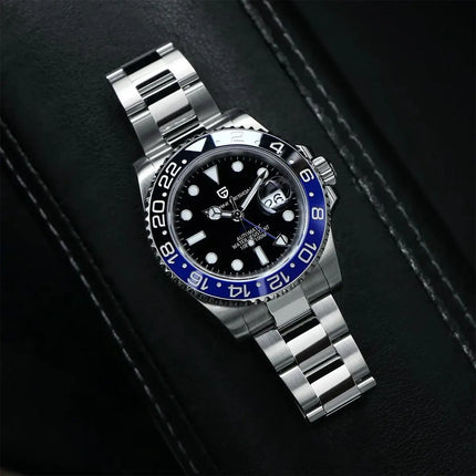 PAGANI DESIGN Pepsi GMT Orologio automatico da uomo 100M impermeabile quadrante nero luminoso cinturino Jubilee in acciaio inossidabile orologi da polso meccanici sportivi di lusso per uomo PD-1662 Relojes Hombres+Confezione