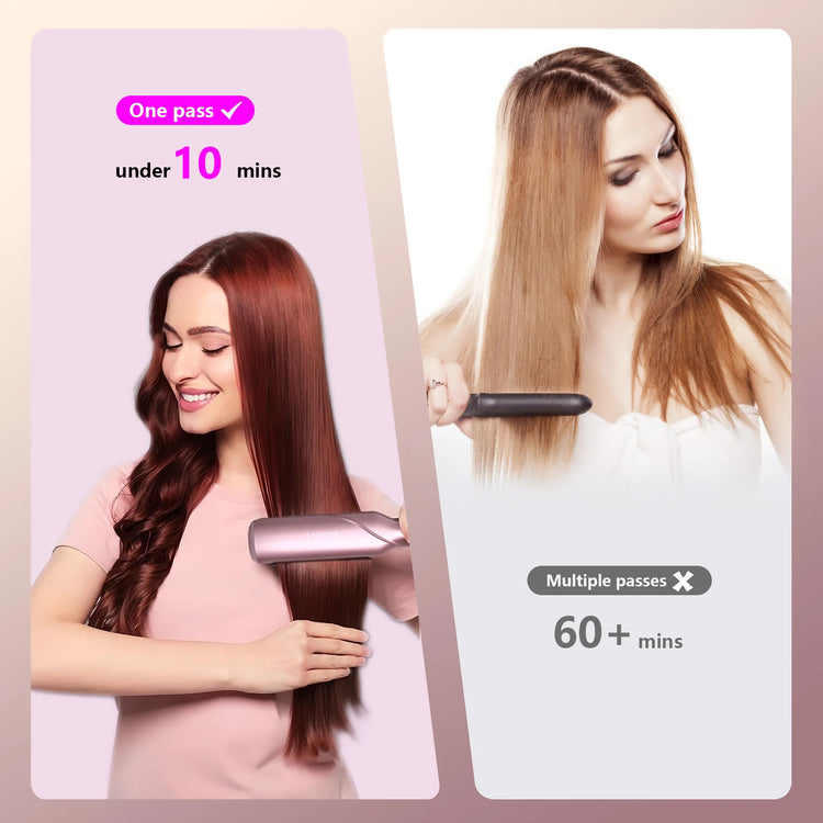 Professional 1-3/4" Flat Iron, Hair Straightener with Anti-Static Technology, 20-Second Heat Up & 60 Minute Auto Shut-Off, 30% Longer Ceramic Floating Plates, Titanium + Ceramic Coating for Less Frizz, Shinier & Smoother