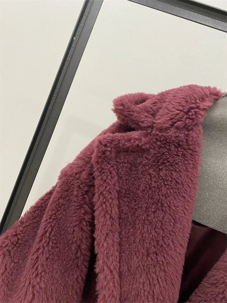 Max Teddy Coat 62% Alpaca 26% Wool 12% Silk Coat Winter Thicken Women's Coat