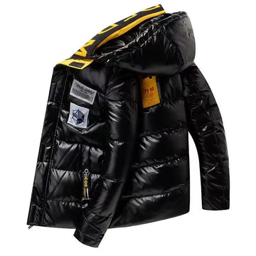Trendy Men's Casual Hooded down Jacket 2026 Winter Fashion White Duck Feather Warm Top European Style Puffer Coat