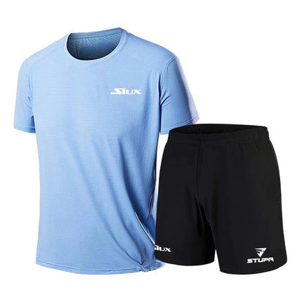 Abbigliamento sportivo da uomo di marca Casual di moda estiva camicia traspirante ad asciugatura rapida, pantaloncini, Set di due pezzi di nuovi vestiti da allenamento per il Tennis platinumshop