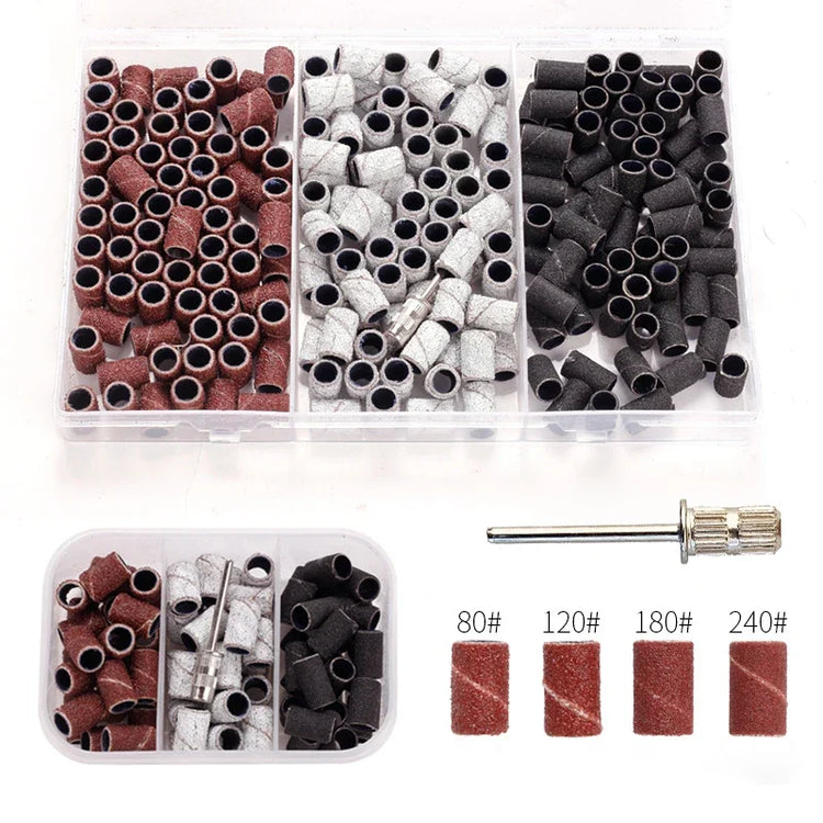 Nail Sanding Ring Bands 80/120/180/240 Grit Electric Manicure Drill Grinding Heads UV Gel Polish Removal Pedicure Abrasive Tools 2028