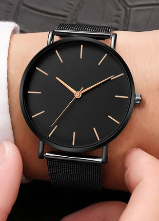 Orologio da donna semplice per il tempo libero 2025 Orologio da polso da uomo di lusso alla moda ultrasottile con cintura in rete vintage platinumshop
