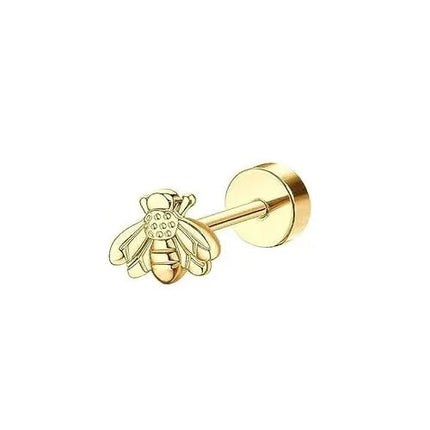 Bobisty 1PC Orecchini con retro piatto per donna Orecchini in acciaio chirurgico ipoallergenico per orecchie sensibili 20G Cartilagine Piccolo cerchio a bottone PlatiNum