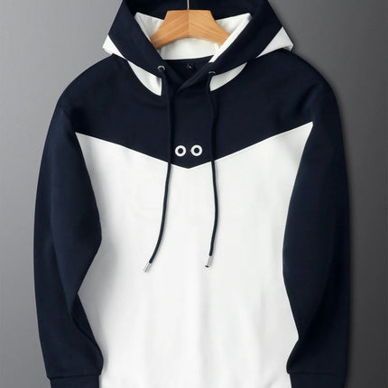 Contrast color splicing hooded sweatshirt suit for men autumn long-sleeved casual sports two-piece thick style PlatiNum