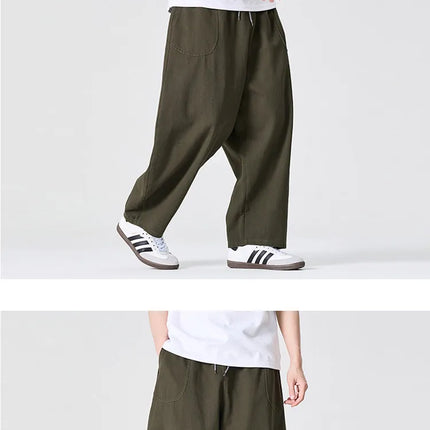 Pantaloni a Gamba Larga da Uomo, Stile Casual Harajuku, Comodi Joggers in Cotone, Pantaloni Cargo Tinta Unita, Abbigliamento Streetwear