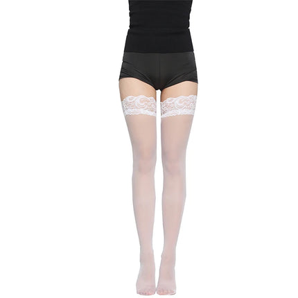 Calze sexy in pizzo per donna Calze estive traspiranti velate alte alla coscia Stile JK Moda Lingerie versatile Nero Bianco Rosso