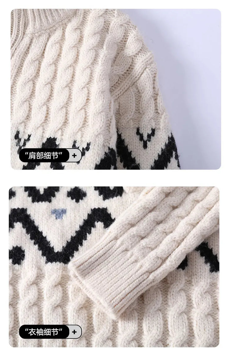 Mens Knit Sweater Autumn Winter Pullover Korean Soft Heavyweight Knit Polo Sweaters Minimalist Long Sleeve Casual Top
