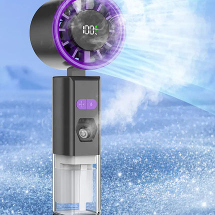 Ventilatore Portatile a Spruzzo con Vento Forte e Nebulizzatore d'Acqua, Ventilatore Portatile Silenzioso con Nebulizzazione, Ventilatore Pieghevole Ricaricabile USB di Piccole Dimensioni