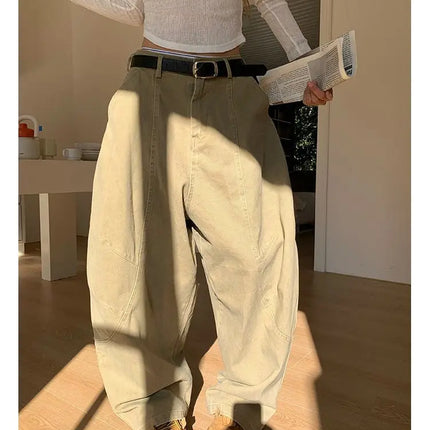 HOUZHOU Y2K Vintage Wash Donna Cargo Jeans Harajuku Scimitar Gamba larga Pantaloni in denim retrò americani Pantaloni larghi Gyaru Streetwear
