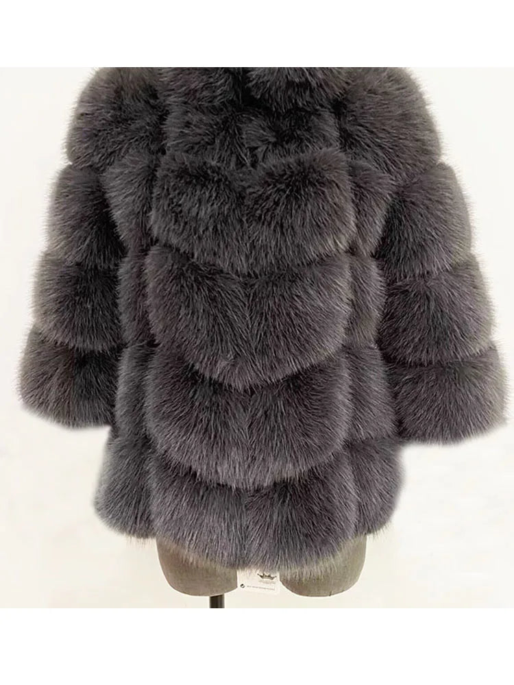 ZADORIN New Luxury Splicing Long Faux Fur Coat Woman Thick Warm Winter Fashion Fluffy Jacket Faux Fur Coats for Woman Outerwears
