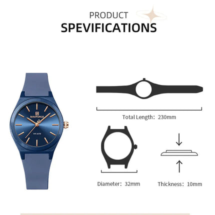 NAVIFORCE 2025 Orologi moda donna Orologio al quarzo Sport Cinturino in silicone Orologi da polso da donna Orologio semplice Regalo relogios feminino platinumshop