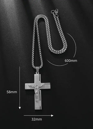 Vintage Christian Ice Crystal Jesus Head Pendant Necklace for Men and Women Cross Catholic Amulet Jewelry PlatiNum