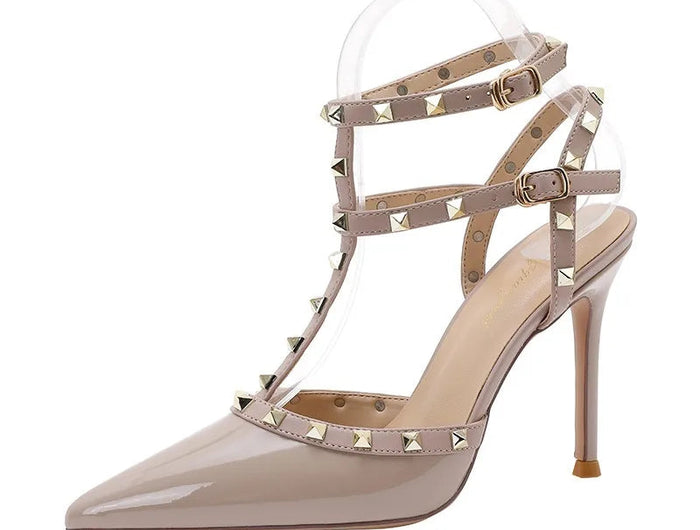 Scarpe da Donna di Design, Lussuose e Sexy con Borchie, Tacchi Alti Estivi, Sandali a Punta Stile Francese, Scarpe da Cerimonia, Zapatos De Mujer platinumshop
