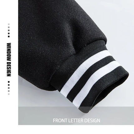 Men's Casual Letterman Jacket Varsity Baseball Coat Vintage Racing Style Streetwear Outerwear with Fine M Letter Embroidery