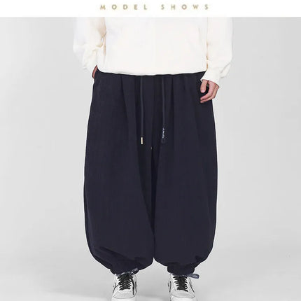 Comodi pantaloni da jogging da uomo 2026 nuovi pantaloni da lanterna di moda oversize in tinta unita da uomo pantaloni casual con coulisse Hip Hop Harajuku