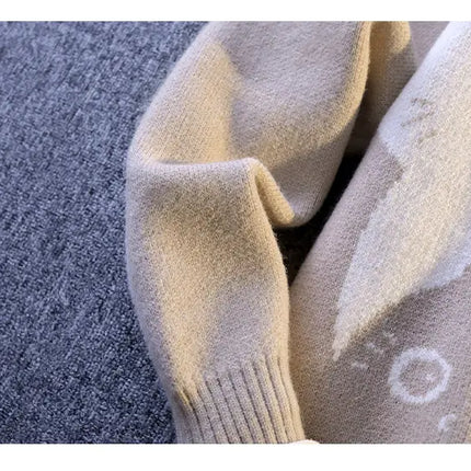 Cartoon Cat's New Knitted Sweater 2025 Men's Autumn/Winter Warm Knitted Sweater Men's Pullover Home Clothes
