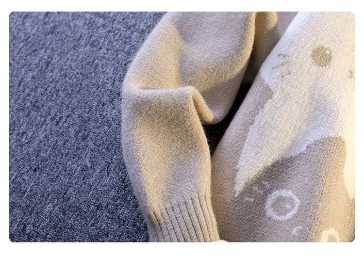 Cartoon Cat's New Knitted Sweater 2025 Men's Autumn/Winter Warm Knitted Sweater Men's Pullover Home Clothes