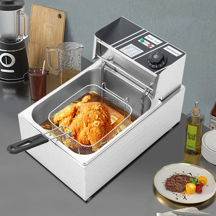 EF-81 220V 2500W Euro Plug 6L Singolo Cilindro Forno per Alimenti Commerciale Friggitrice Per Fare Patatine Pollo Fritto Pollo