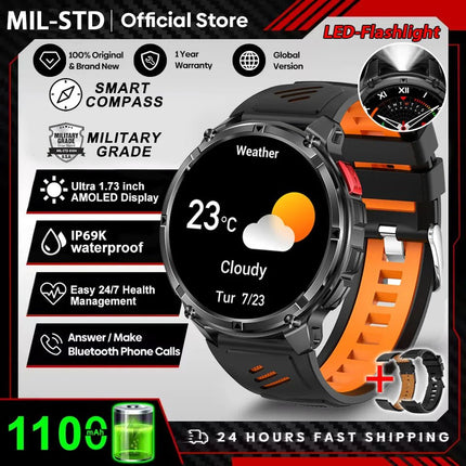 Nuovo T-Rex3 Ultra 1100mAh Batteria Smart Watch GPS Track Bussola IP69K Impermeabile Sport tracker All'aperto Militare Smartwatch platinumshop