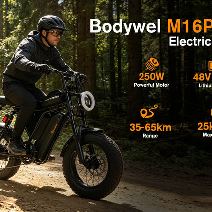 Bicicletta Elettrica Bodywel M16PRO con Pneumatici Larghi, E-bike a Lunga Autonomia 48V 15Ah, E-bicicletta All-Terrain 16"x4.0" per Adulti, Disponibile in Magazzino UE