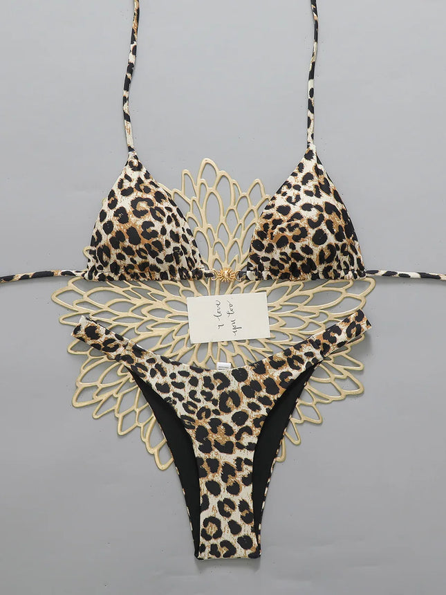 Micro Bikini 2026 Push Up Women's Sexy Brazilian Swimwear Leopard Thong Bikini Set Summer Beachwear