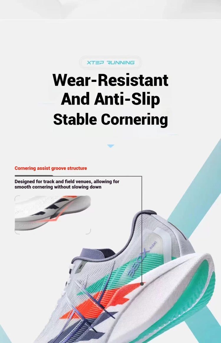 Xtep 360X 2.0 Professional Marathon Running Shoes For Men Racing Carbon Plate Shock Absorbent Sports Training Shoes 975219110035 PlatiNum