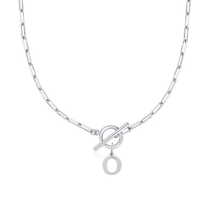 Women stainless steel Initial necklace A-Z Letter charms pendant Choker Women silvery Chain Ot Deduction Necklace For Women 2025 PlatiNum