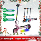 Monopattino elettrico per bambini, doppia sospensione, luci arcobaleno colorate e schermo LED, autonomia di 12 km, un regalo ideale per ragazzi e ragazze dai 6 anni in su.